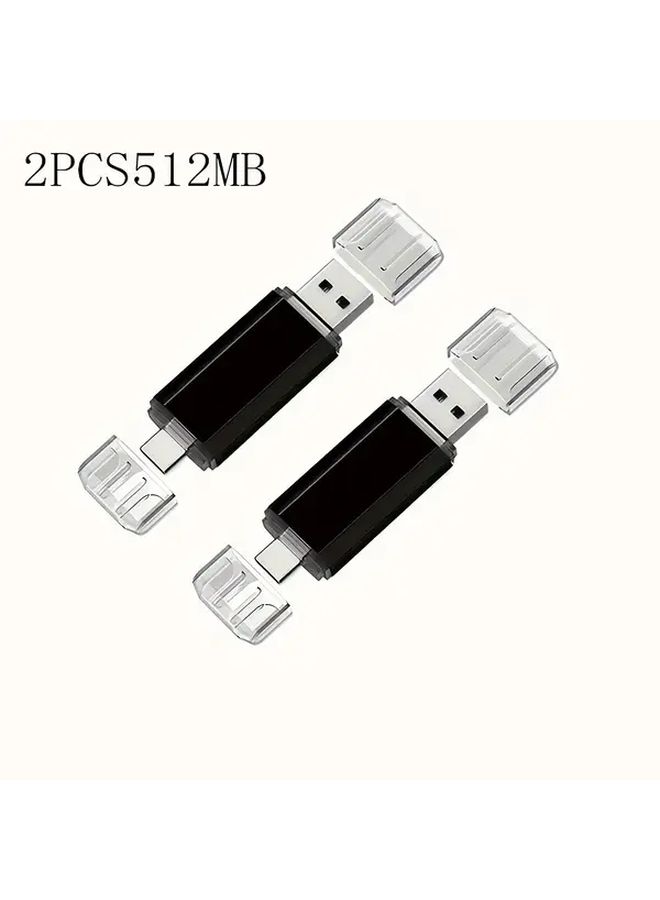 2 عبوة سعة 512 ميجابايت محركات أقراص فلاش USB 2.0 مع وظيفة OTG من نوع C نقل بيانات عالي السرعة أسود ألوان متعددة هدايا عيد الميلاد - Image 4