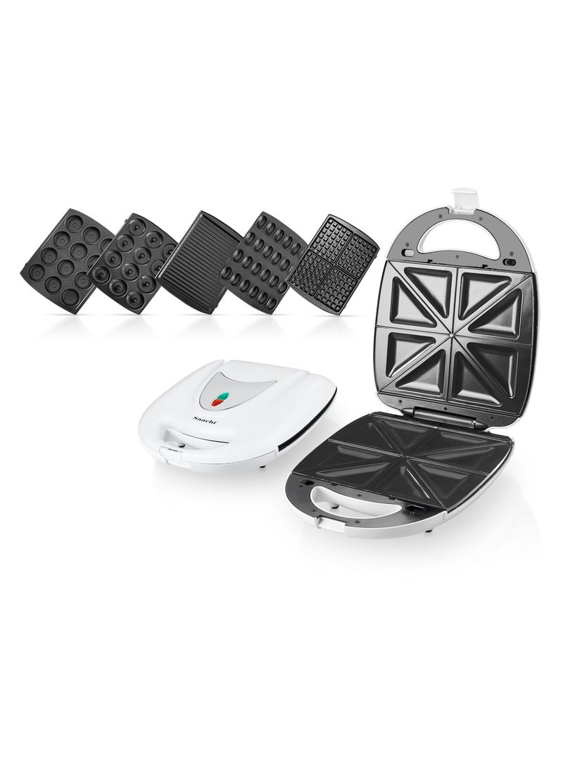 6-In-1 Multi Snack Maker With Removable Plates 1400 W NL-6M-1540-WH White