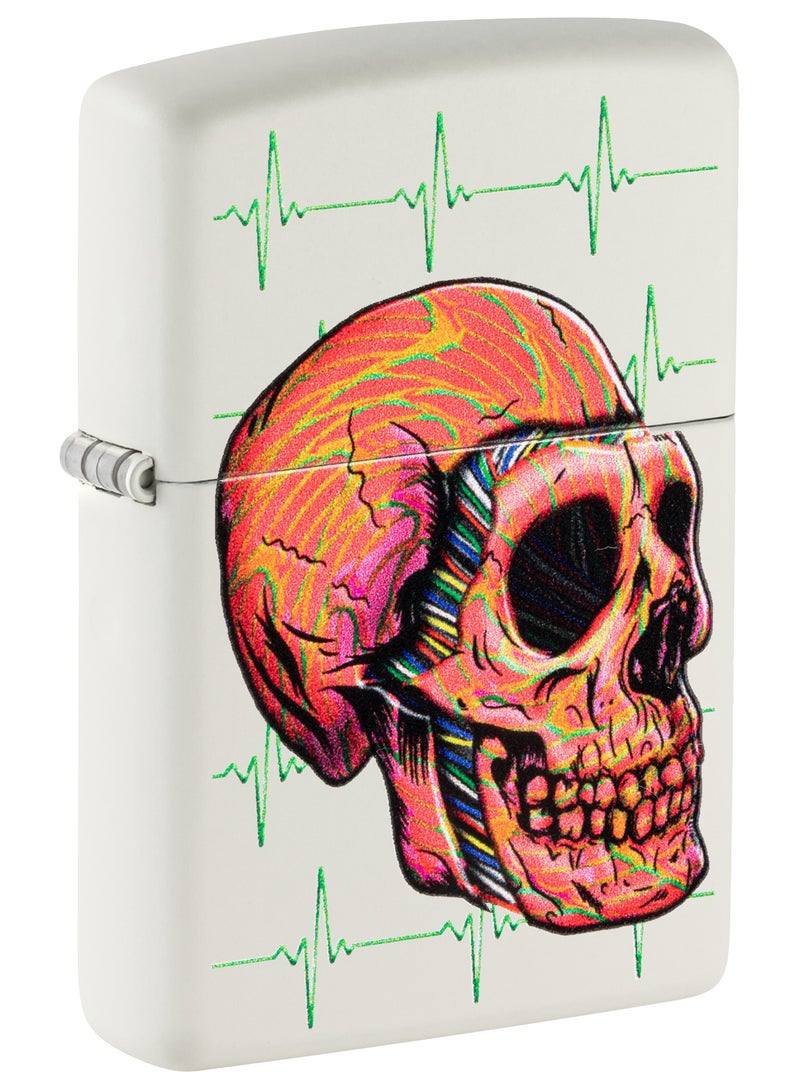 Zippo 48659 214 Cyber Skull Design White Matte Windproof Lighter - Image 1
