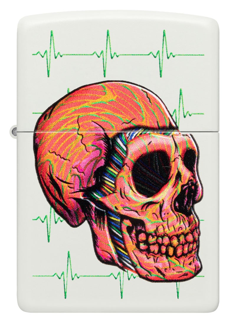 Zippo 48659 214 Cyber Skull Design White Matte Windproof Lighter - Image 2