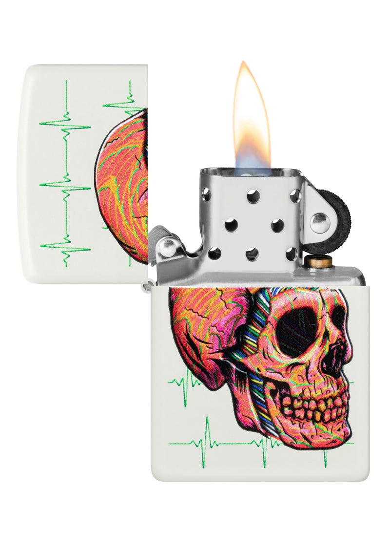 Zippo 48659 214 Cyber Skull Design White Matte Windproof Lighter - Image 3