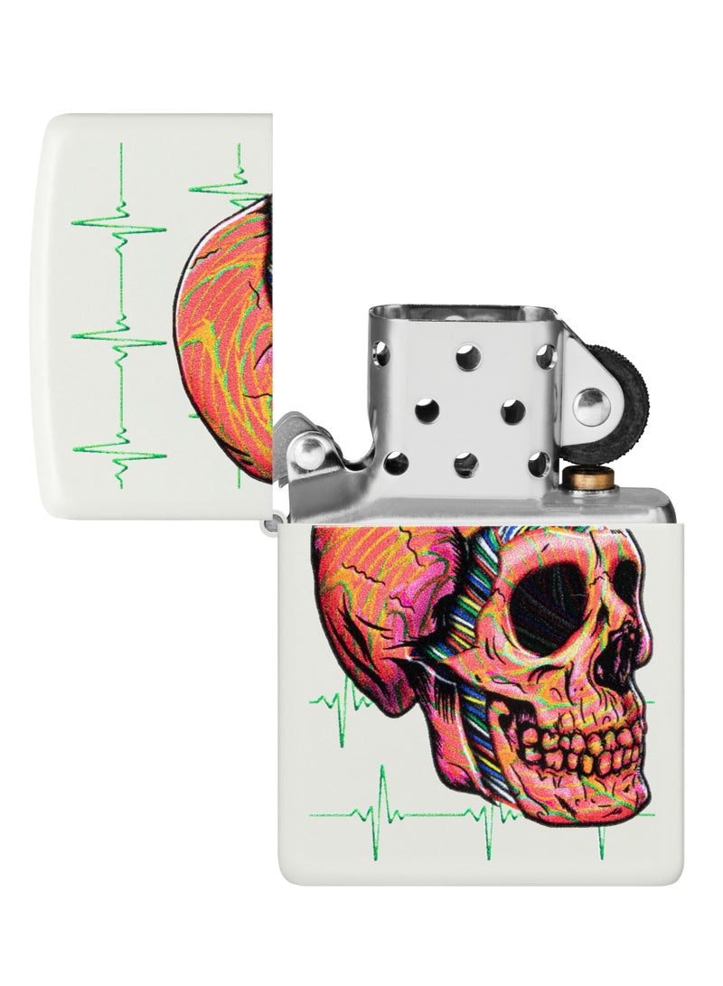 Zippo 48659 214 Cyber Skull Design White Matte Windproof Lighter - Image 4