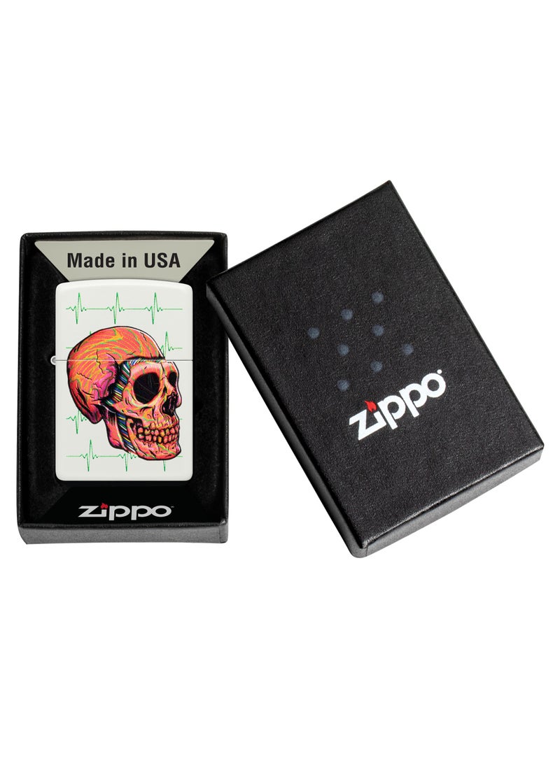 Zippo 48659 214 Cyber Skull Design White Matte Windproof Lighter - Image 5