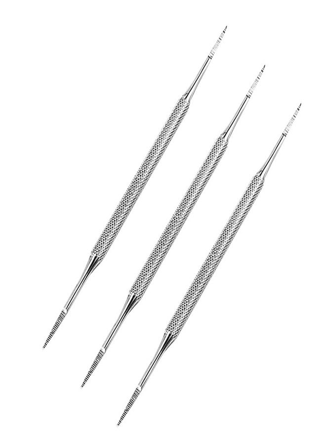 Lurrose 3pcs Stainless Steel Nail Cleaning Tools Double Ended Pedicure Acute Edge File for Ingrown Toe Nail Paronychia - Image 2