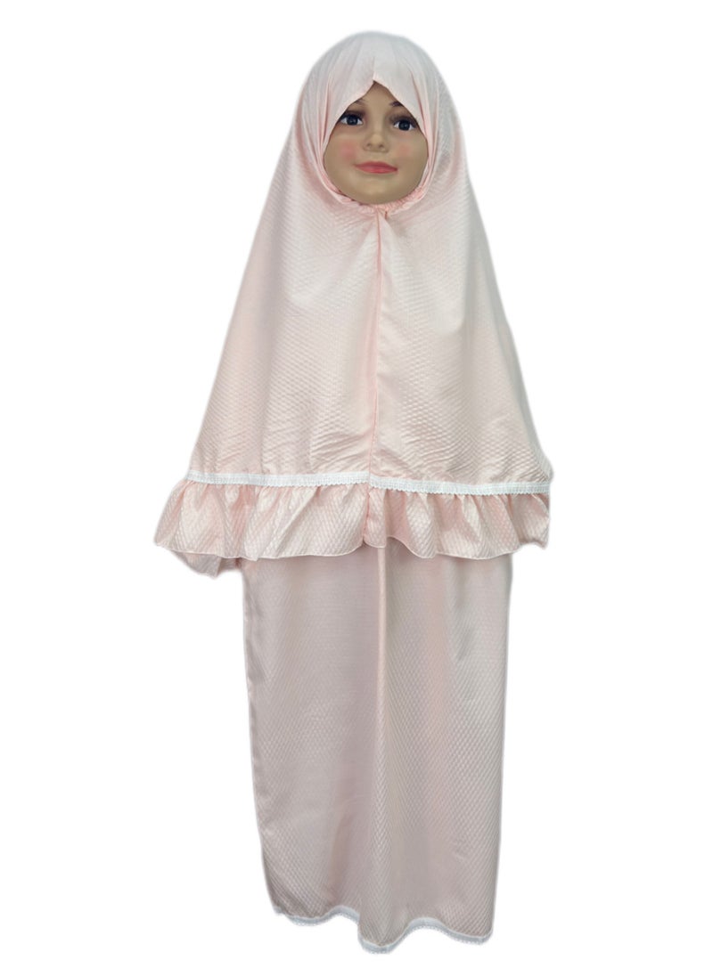City Rose Islamic Girls Pray Khimar Two Pieces Sets Cotton Dress Hijab Abaya Floral Suit  - Image 1