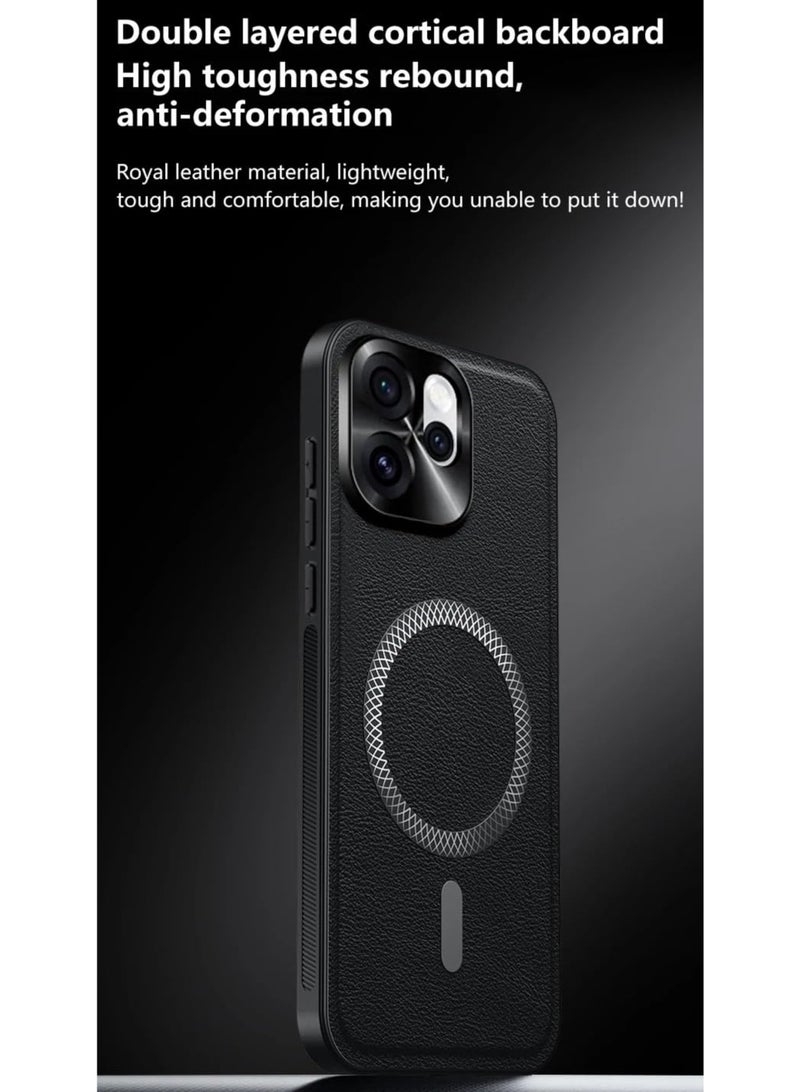 Magnetic Case Compatible with OPPO Reno 15F, Leather Case Camera Lens Protection Anti-Slip Anti-Drop Shockproof Protective Back Cover for OPPO Reno 15F - Image 5