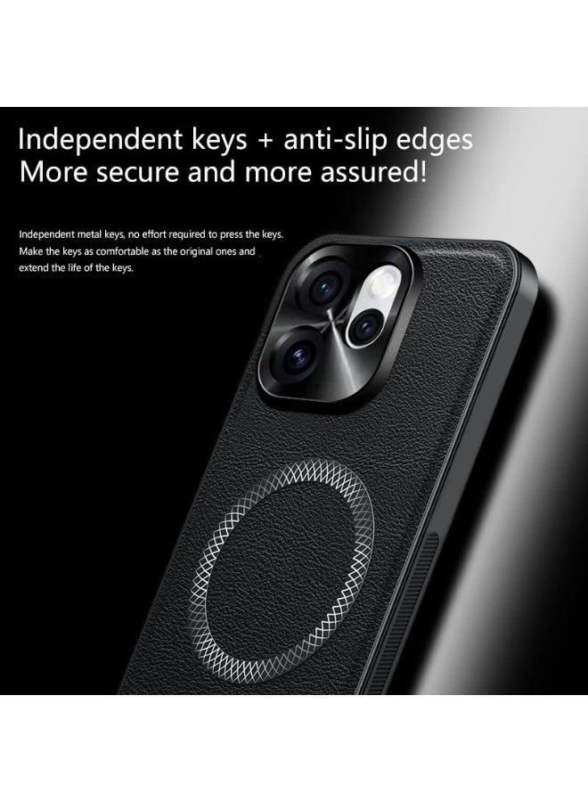 Magnetic Case Compatible with OPPO Reno 15F, Leather Case Camera Lens Protection Anti-Slip Anti-Drop Shockproof Protective Back Cover for OPPO Reno 15F - Image 2