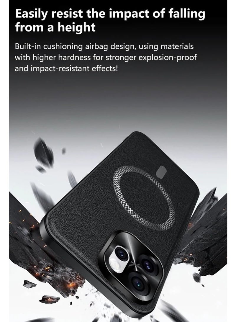 Magnetic Case Compatible with OPPO Reno 15F, Leather Case Camera Lens Protection Anti-Slip Anti-Drop Shockproof Protective Back Cover for OPPO Reno 15F - Image 4