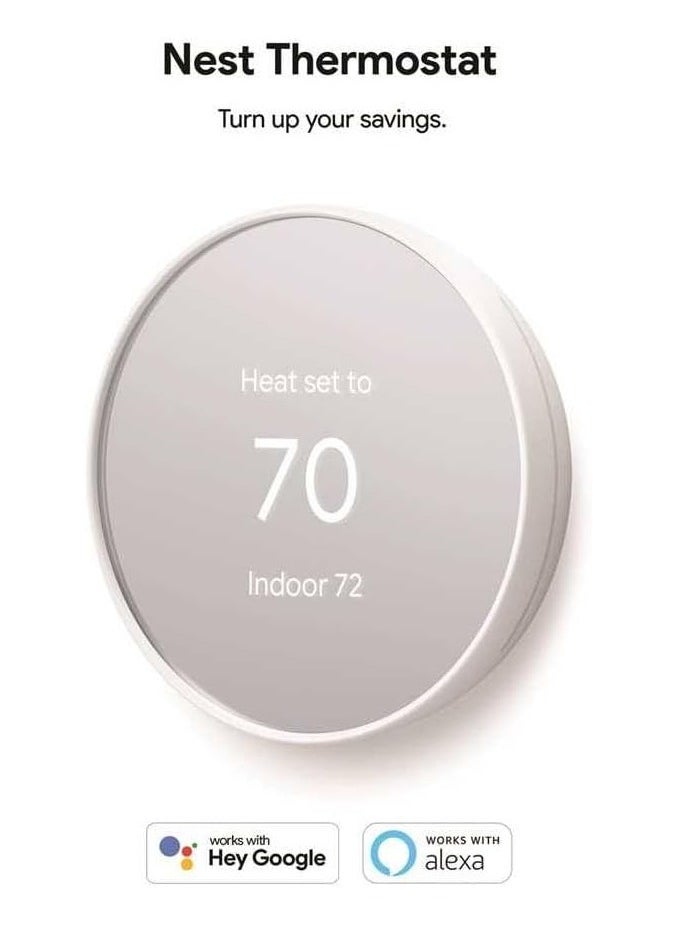 Google Nest Thermostat 4th Gen Smart Programmable Wi-Fi Snow GA01334-US  - Image 2