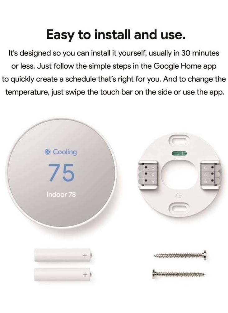Google Nest Thermostat 4th Gen Smart Programmable Wi-Fi Snow GA01334-US  - Image 5