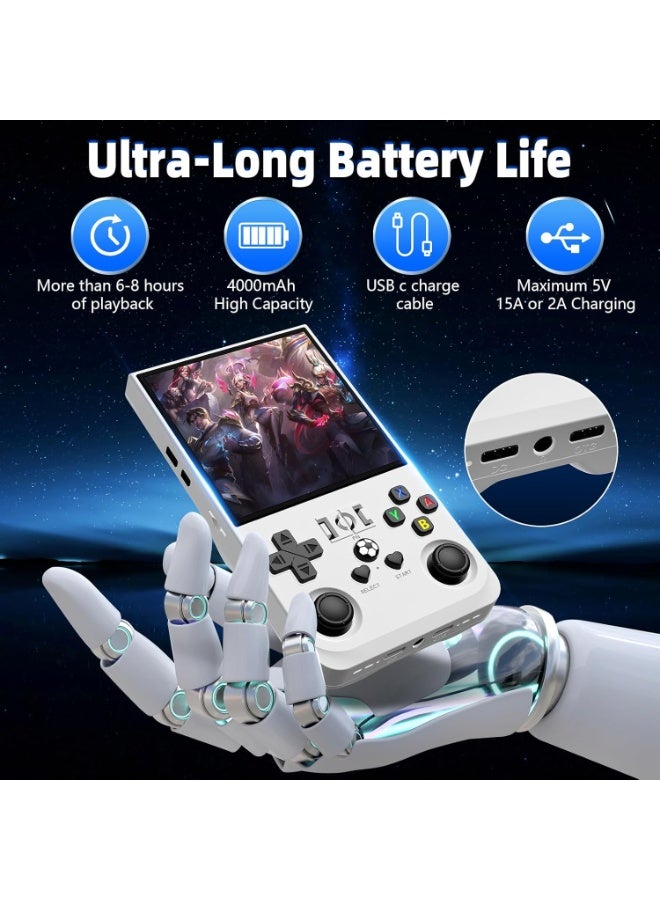 ELTRAZONE R36MAX Retro Handheld Game Console, 4.0 Inch IPS Screen, 64GB Memory Portable Mini Arcade, Linux System, 4000mAh Battery, Classic Retro Video Gaming Console Gift, Light White - Image 3