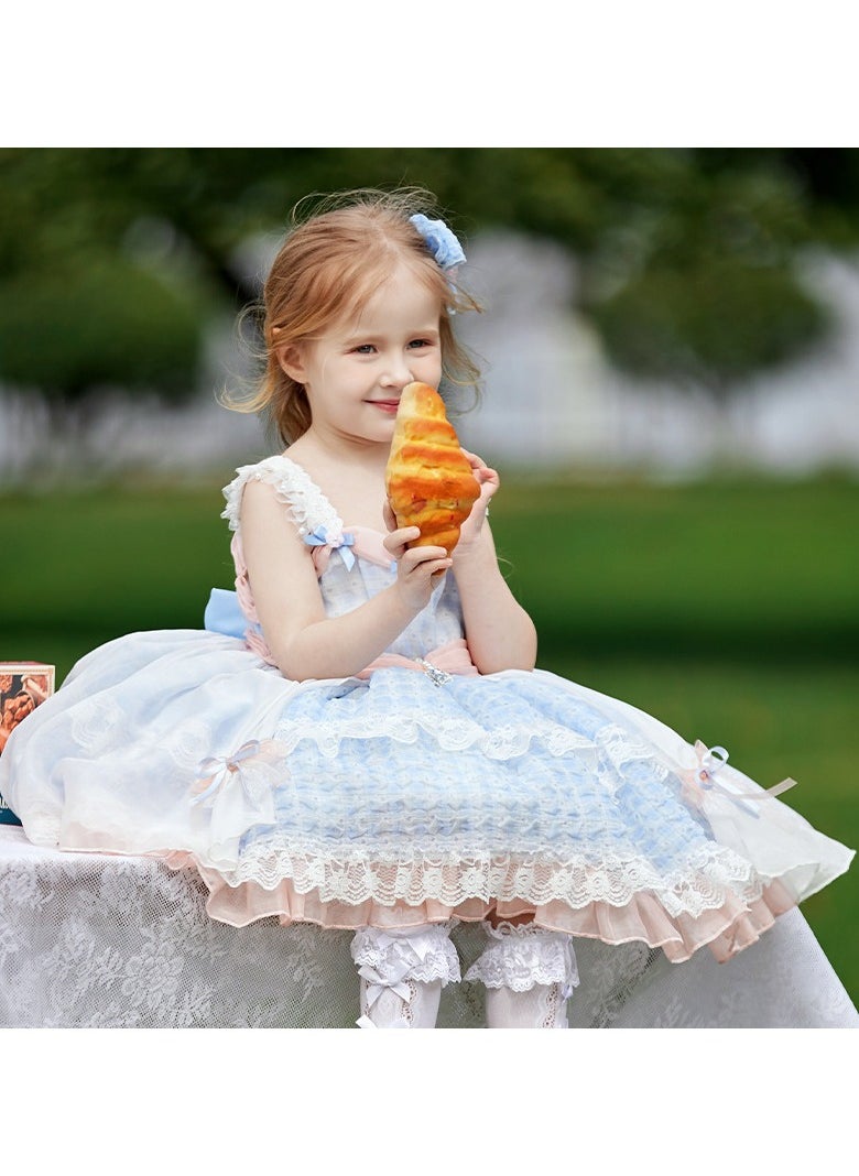 Loquat Girl's  Lolita Fluffy Sleeveless Tank Top And Camisole Dress Blue/White/Pink  - Image 2