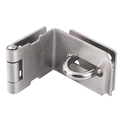 HOWDIA 4 Inch Door Hasp Latch 90 Degree, Stainless Steel Safety Right Angle Padlock Hasp Locking Latch Security Door Clasp Hasp Lock Latch for Push/Sliding/Barn Door, 2mm Thick, Brushed Silver - Image 1