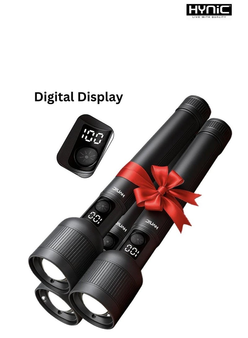 هاينك مصباح LED فائق الإضاءة | مجموعة كومبو مكونة من 3 قطع | قابلة لإعادة الشحن، قابلة للتكبير، شاشة طاقة رقمية، 600 لومن، مقاومة للماء - Image 2