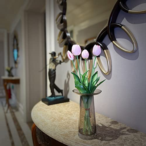 WAKISAKI 16-inch Premium Real Touch Fake Tulips, Artificial Flowers with Buds, Flexible Stem Easy to Shape, Faux Tulips (Vase not Included), 10-Pack Set of Piggy Pink - Image 4