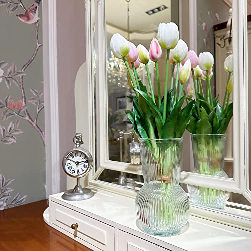 WAKISAKI 16-inch Premium Real Touch Fake Tulips, Artificial Flowers with Buds, Flexible Stem Easy to Shape, Faux Tulips (Vase not Included), 10-Pack Set of Piggy Pink - Image 5