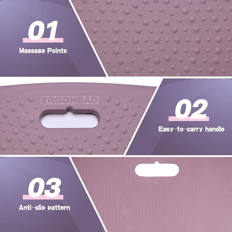 ergohead 3/4 inch Thick Premium Anti Fatigue Mat with Massage Points, Ideal Standing Pad for Office & Home, Perfect Standing Desk Mat with Handle, Comfort Kitchen Floor Mat (Purple, 17" x 22") - Image 3
