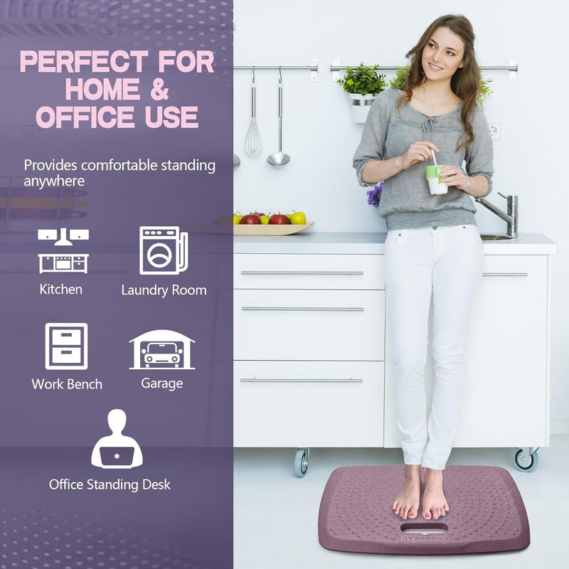 ergohead 3/4 inch Thick Premium Anti Fatigue Mat with Massage Points, Ideal Standing Pad for Office & Home, Perfect Standing Desk Mat with Handle, Comfort Kitchen Floor Mat (Purple, 17" x 22") - Image 5