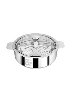 NanoNine NanoNine Chapati Pot Double Wall Insulated Stainless Steel Serve Fresh Roti Casserole with Glass Lid, 1250 Ml, 1 Pc,  - Image 5