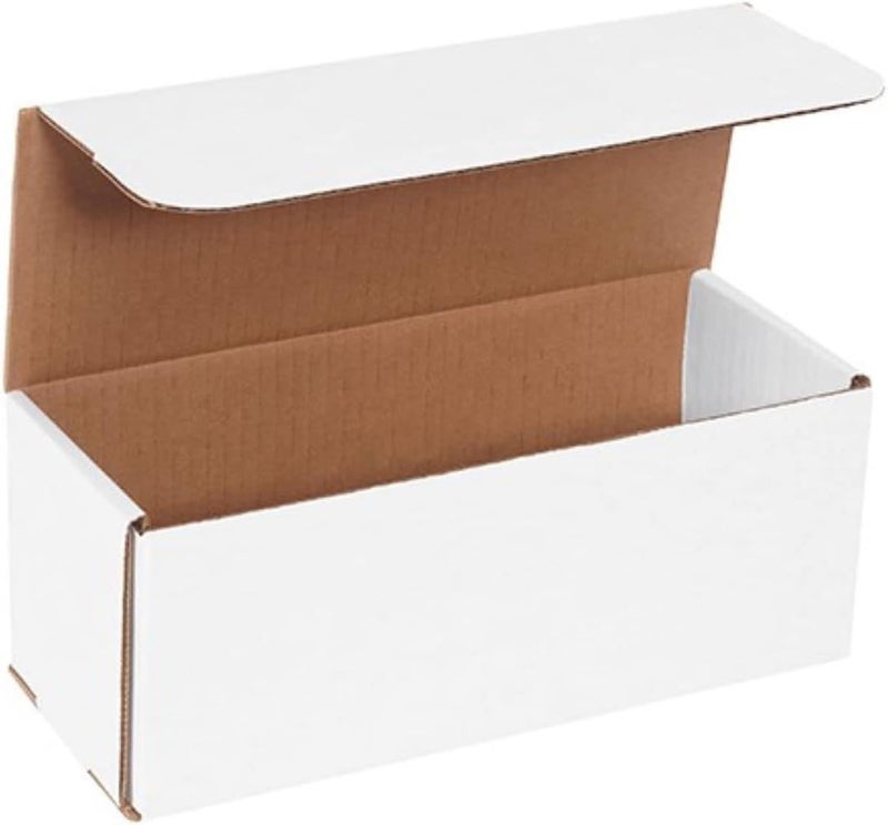 Secure Seal Shipping Boxes – 10x4x4" Mailers Pack of 100 - White Foldable Corrugated Cardboard Packaging for Mailing, Moving, Storage, and Organizing - Strong Lightweight Foldable - Image 1
