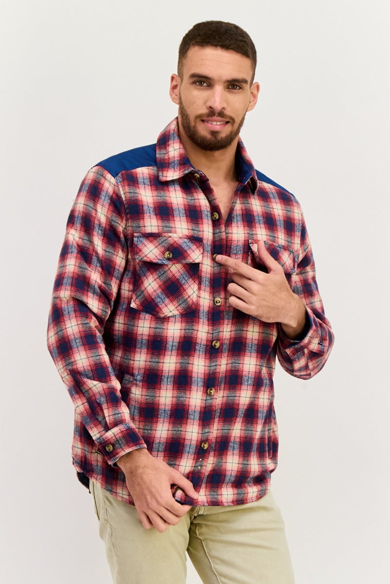 Avalanche Men Regular Fit Long Sleeves Checkered Casual Shirt, Navy - Image 1