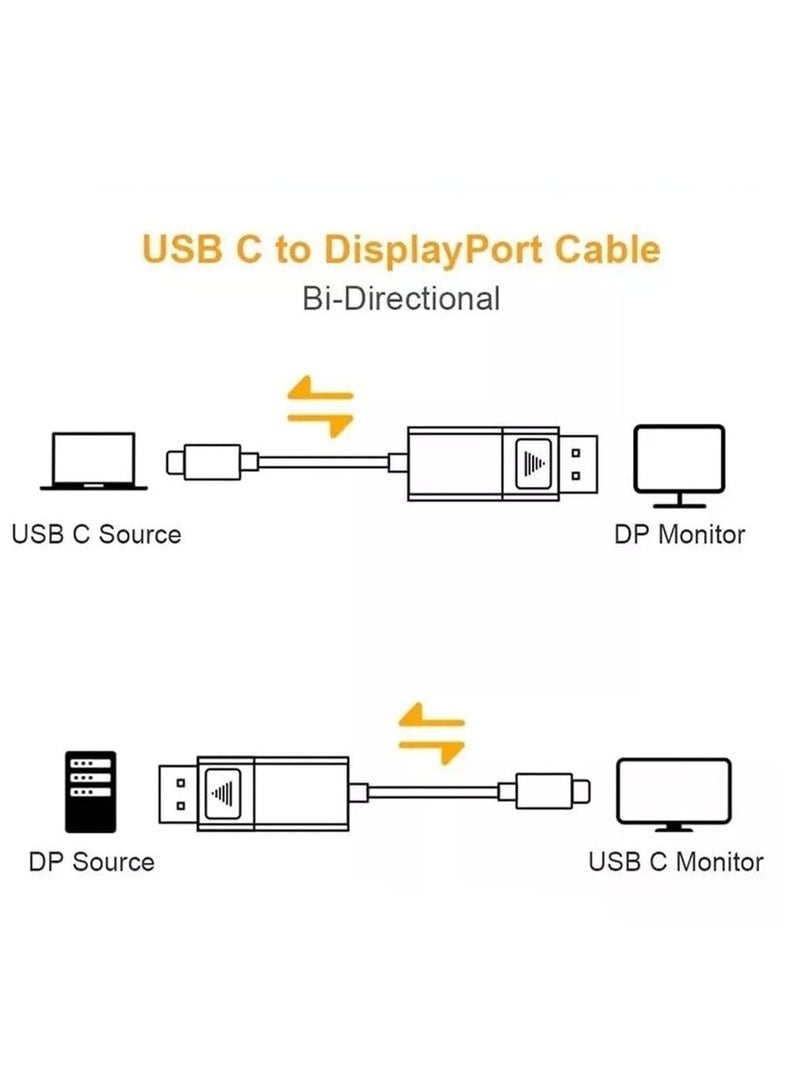 8K Usb C to Displayport Bi-Directional Cable 6.6FT Display Port Type-C 3.1 Converter 8K@60Hz 4K@120Hz Compatible Thunderbolt 3/4 For MacBook Pro DELL Laptop - Image 3