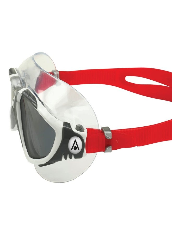 Aqua Sphere Vista Adult Unisex Swim Goggles - OneTouch Custom Fit, Wide Peripheral Vision - Durable Mask for Active Open Water Swimmers - Smoke Lens, White/Red Frame - Image 5