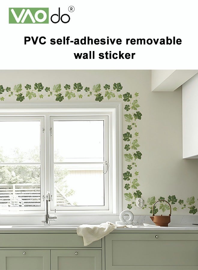 فاو دو 2PCS الأخضر ورقة الكرمة الجدار ملصقا للماء المواد البلاستيكية المنزل الديكور القابلة للإزالة الجدار ملصقا للشرفة غرفة المعيشة وغرفة النوم - Image 3
