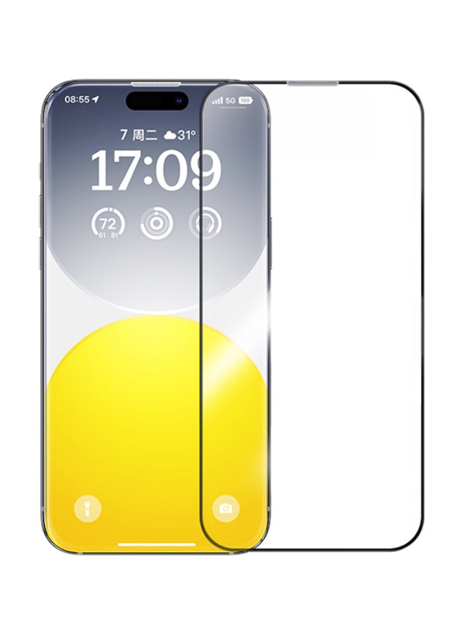 بيسوس واقي شاشة زجاجي مقوى عالي الدقة من سلسلة Sapphire (مع فلتر غبار مدمج) لهاتف iPhone 15 Plus/16 Plus (عبوة من قطعة واحدة، مع مجموعة تنظيف وأداة تثبيت مقاومة للغبار) - Image 2