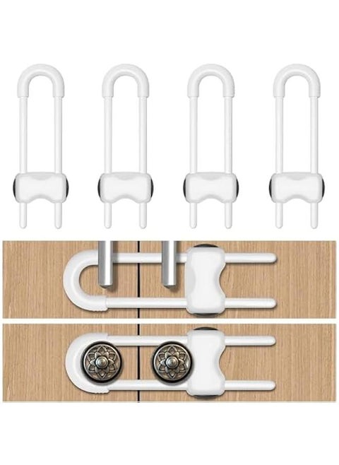 4 PACK Child Safety Latches, Sliding Child Safety Locks for Cabinets, Adjustable Drawer Locks Cabinet Locks, Baby Proofing Latches for Cabinets, Fridge Doors, Windows Knobs
