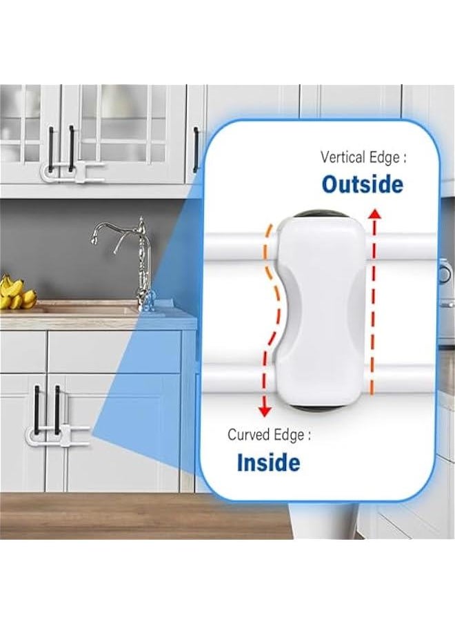 4 PACK Child Safety Latches, Sliding Child Safety Locks for Cabinets, Adjustable Drawer Locks Cabinet Locks, Baby Proofing Latches for Cabinets, Fridge Doors, Windows Knobs