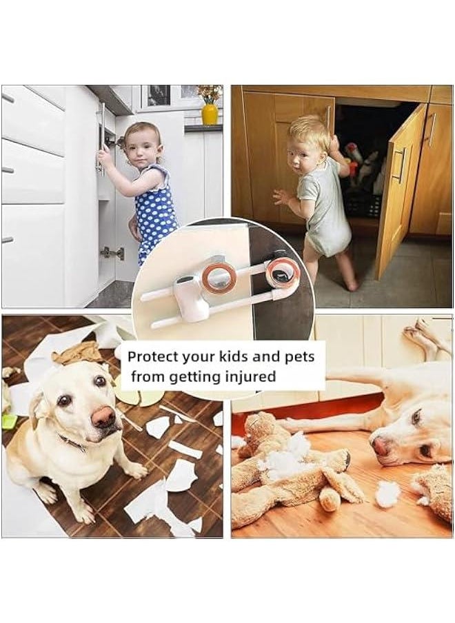 4 PACK Child Safety Latches, Sliding Child Safety Locks for Cabinets, Adjustable Drawer Locks Cabinet Locks, Baby Proofing Latches for Cabinets, Fridge Doors, Windows Knobs