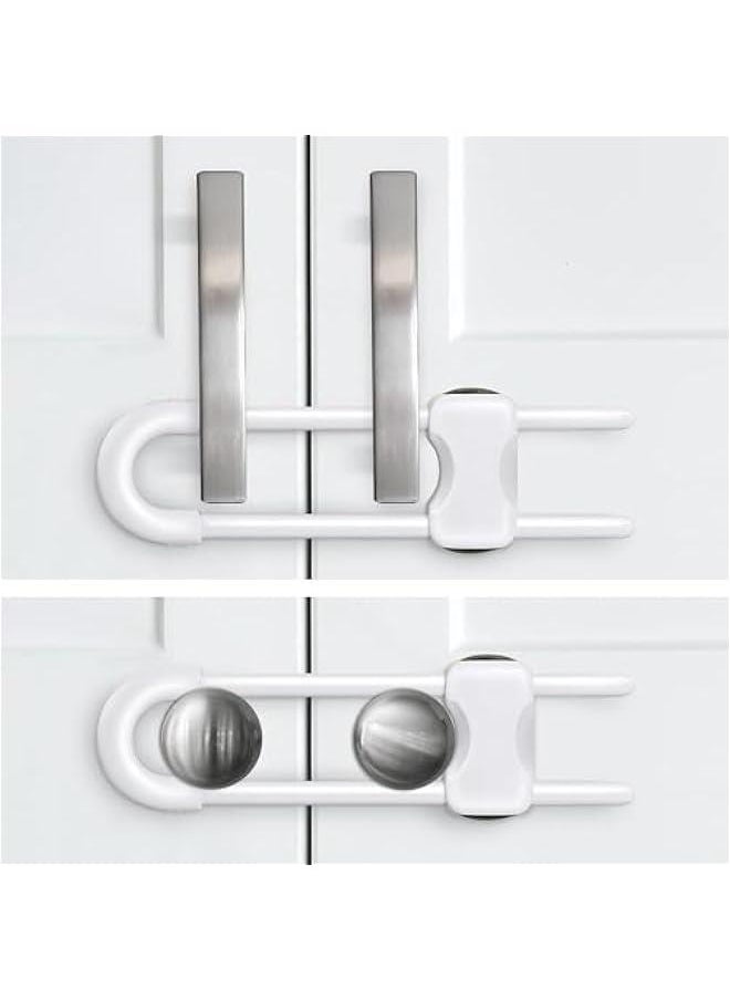 4 PACK Child Safety Latches, Sliding Child Safety Locks for Cabinets, Adjustable Drawer Locks Cabinet Locks, Baby Proofing Latches for Cabinets, Fridge Doors, Windows Knobs