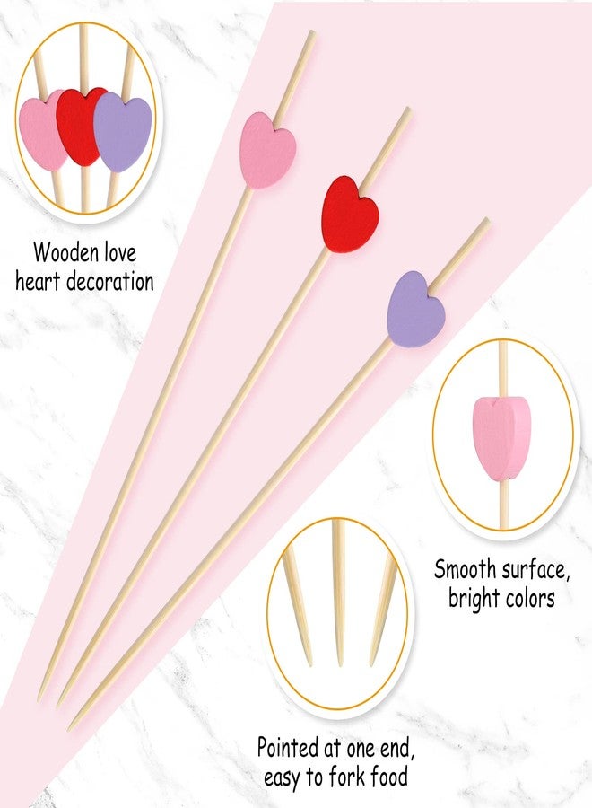 ELECLAND 300 Counts Valentine's Day Heart Cocktail Picks for Party Wooden Cocktail Toothpicks 4.7 In Heart Stick Appetizer Picks Fruit Forks for Valentine's Day Decorations - Image 5