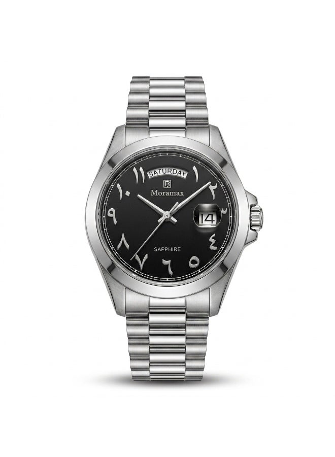 Moramax Luxury Men's Watch – Scratch-Resistant Sapphire Glass, Shield-Case Design with Steel Bracelet - Image 1