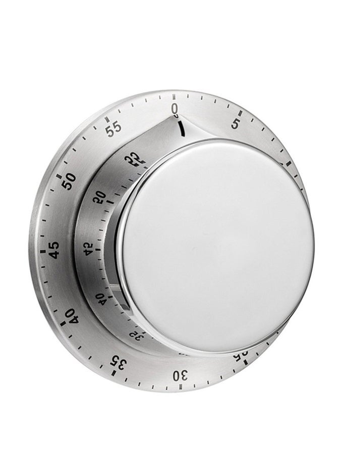 MECHANICAL TIMER KITCHEN MAGNET STAINLESS STEEL COUNTDOWN TIMER LEARNING REMINDER ALARM CLOCK MULTIFUNCTIONAL TIME MANAGER MAGNETIC ATTACHMENT, COOKING REMINDERS SMOOTH SURFACE (SILVER)