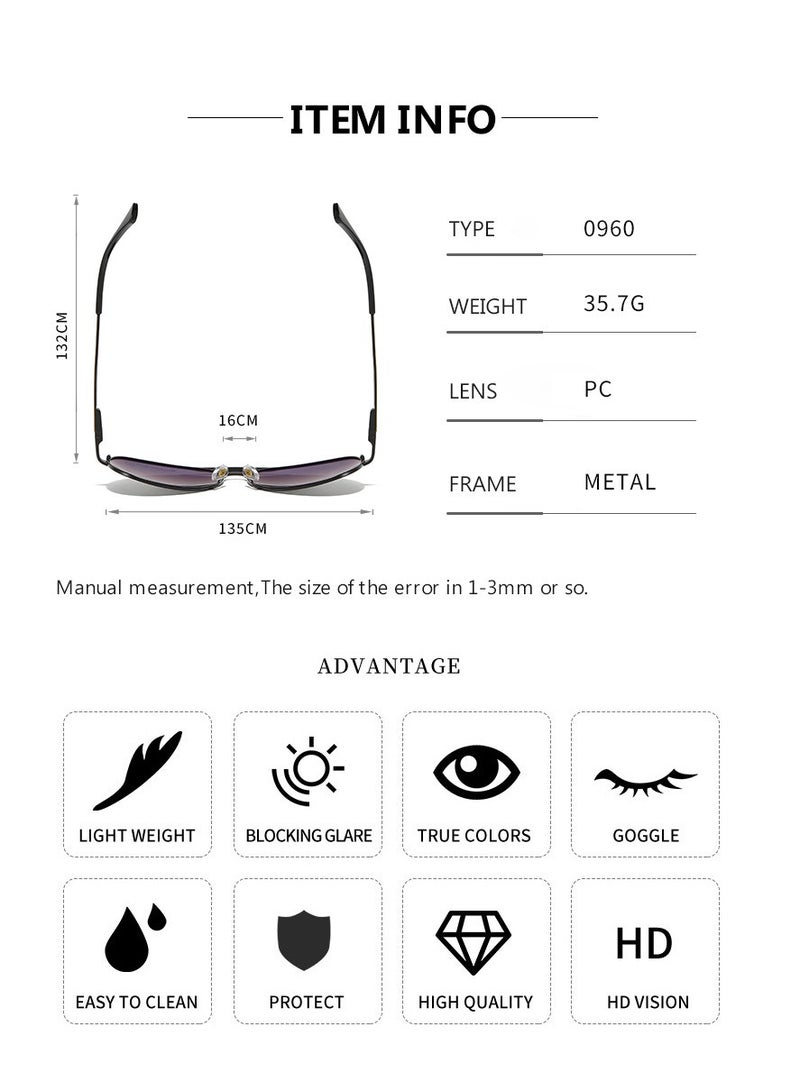 Porsche Design Fashion Polarized Sunglasses,Cycling Sunglasses for men with UV 400 Protection Metal Frame Black Gold - Image 4