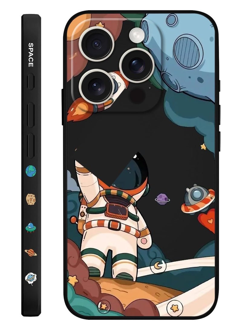 for iPhone 16 Pro Case Scratch Resistant Soft Slim Fit Floral Phone Cover for iPhone 16 Pro 6.3 inch-Astronaut Black - Image 1