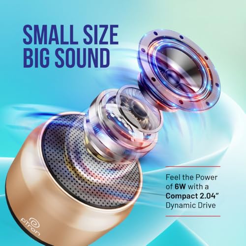 pTron Newly Launched Fusion Hook v2 6W Bluetooth Speaker with 8 Hrs Playtime, 2.04" Neo Driver for Pristine Sound, Mini Size Portable Speaker, BTv5.1 Connectivity, TWS Feature & Type C Charging (Gold) - Image 2
