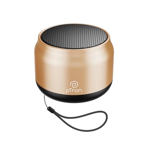 pTron Newly Launched Fusion Hook v2 6W Bluetooth Speaker with 8 Hrs Playtime, 2.04" Neo Driver for Pristine Sound, Mini Size Portable Speaker, BTv5.1 Connectivity, TWS Feature & Type C Charging (Gold) - Image 1
