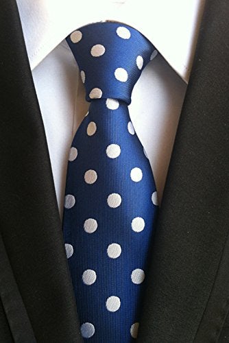 Secdtie Men's Blue White Dot 100% Silk Self Cravat Tie Jacquard Woven Gift Y007 - Image 2
