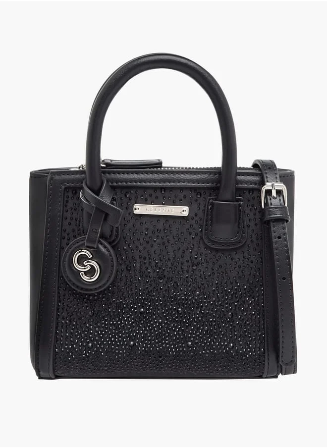 سيليست Women Embellished Tote Bag with Zip Closure and Detachable Strap
