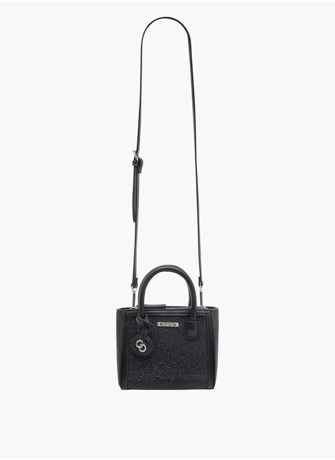 سيليست Women Embellished Tote Bag with Zip Closure and Detachable Strap