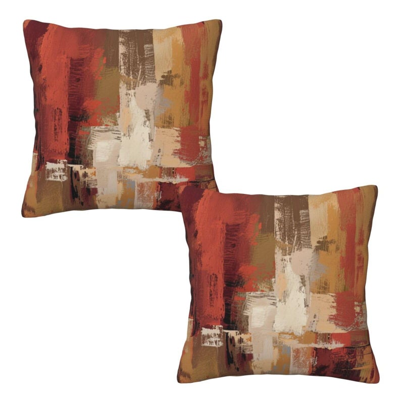 Lcokin Burnt Orange Abstract Throw Pillow Covers 18x18 in Set of 2 Decor Art Painting Orange Pillow Case Square Cushion Covers for Sofa Bed Couch Living Room