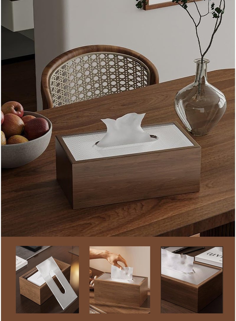 CUBEXELL Wooden Tissue Box Holder Elegant Classic Style Napkin Holder Sliding Lid Desktop Decor Suitable for Living Room Dining Tables - Image 1