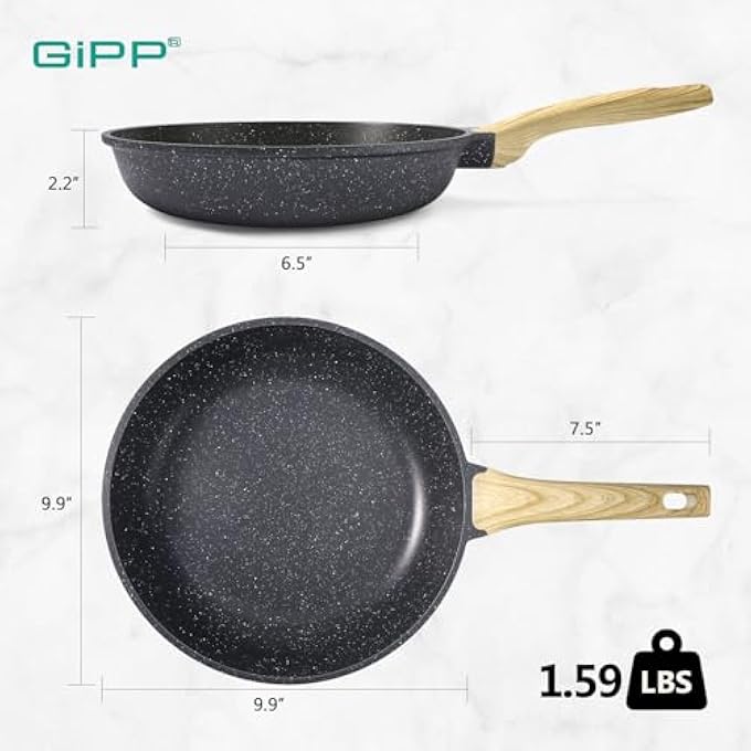 GIPP Nonstick Frying Pan Skillet  Granite Non Stick Pans Healthy Granitestone NonStick Fry Pan Omelette Pan Egg Pan Compatible With All Stoves Pfoa Free Gray 24Cm - Image 2