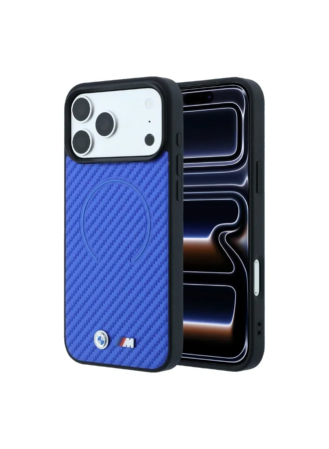 Bmw iPhone 18 Pro Max MagSafe Hard Case with PU Carbon Finish and Metal Logo Circle