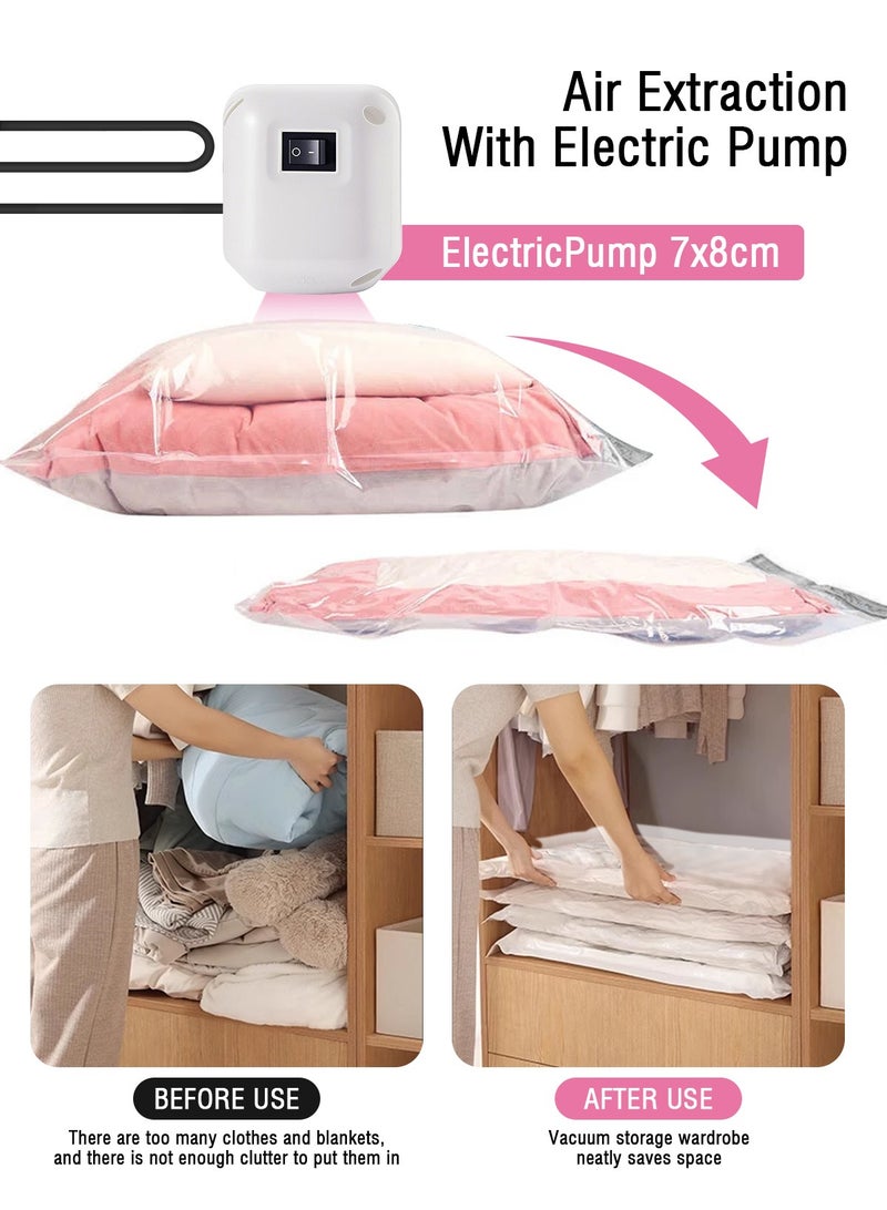 HomarKet 20 Pack Premium Vacuum Storage Bags with Electric Pump,Include 16-Piece (4 Jumbo,4 Large, 4 Medium,4 Small) with 3- Piece Portable Hand-Rolled Vacuum Compression Bags (1-Piece 50x35cm ,1-Piece 60x40cm and 1- Piece 70x50cm, 1- Piece Electric Pump ) Reusable Space Saver Bags for Clothes, Mattress, Blanket, Duvets, Pillows, Comforters, Quilt, Travel  - Image 3