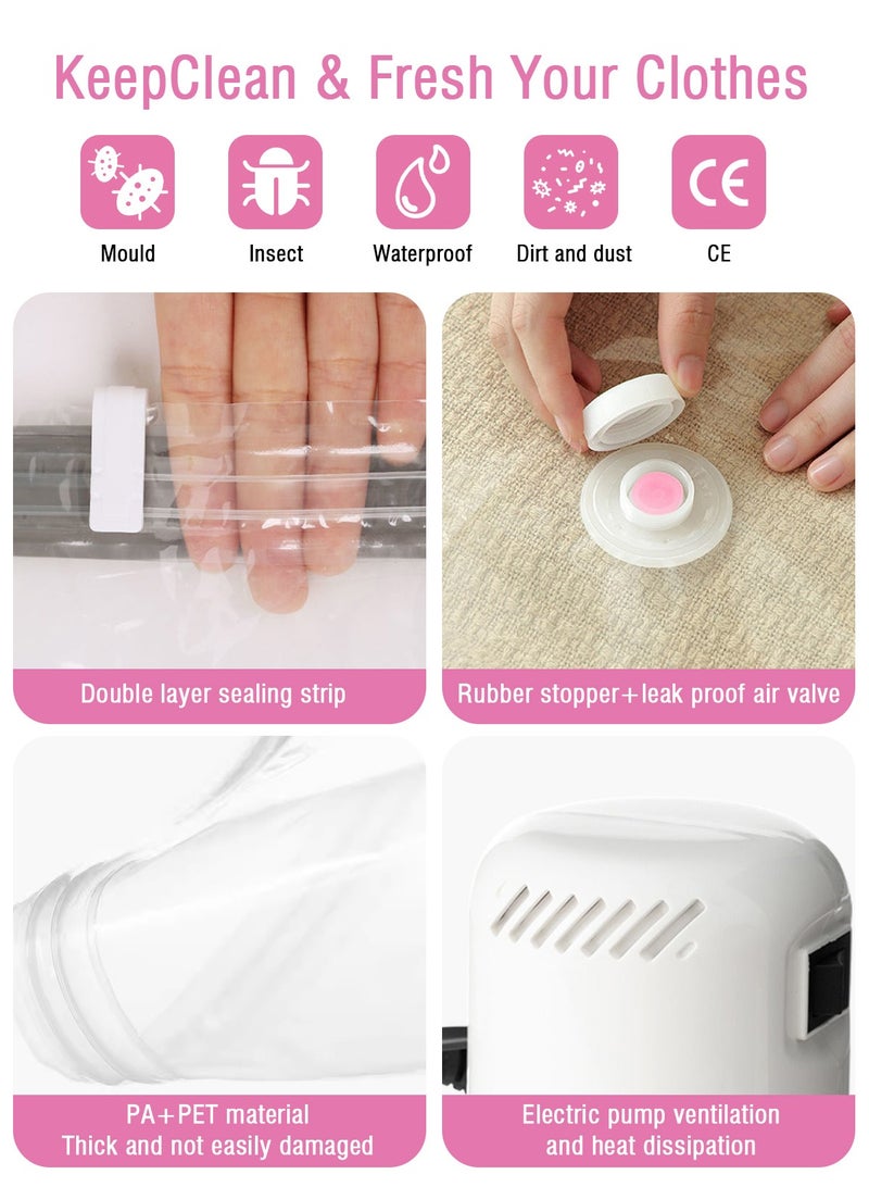HomarKet 20 Pack Premium Vacuum Storage Bags with Electric Pump,Include 16-Piece (4 Jumbo,4 Large, 4 Medium,4 Small) with 3- Piece Portable Hand-Rolled Vacuum Compression Bags (1-Piece 50x35cm ,1-Piece 60x40cm and 1- Piece 70x50cm, 1- Piece Electric Pump ) Reusable Space Saver Bags for Clothes, Mattress, Blanket, Duvets, Pillows, Comforters, Quilt, Travel  - Image 5
