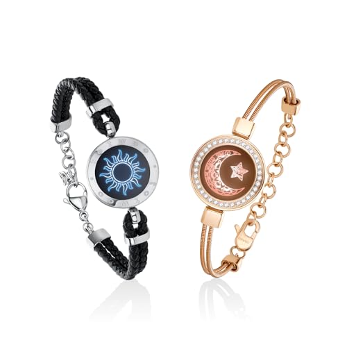 TOTWOO Touch Bracelets for Couples, Vibration & Light up for Love Couples Long Distance Relationship Gifts for Girlfriend Bluetooth Pairing Jewelry - Image 1
